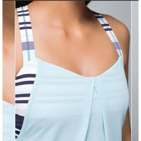 Lululemon Rest Less TankHeathered Aquamarine / Groovy Stripe Cadet Blue W1D64S - Picture 4 of 11